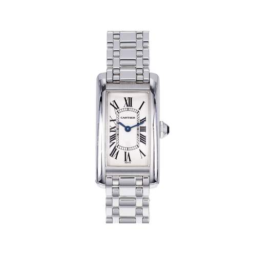 Montre d'occasion CARTIER Tank Américaine femme quartz bracelet or blanc 750/000