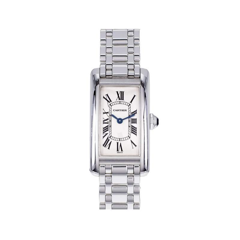 Montre d'occasion CARTIER Tank Américaine femme quartz bracelet or blanc 750/000 - vue 1