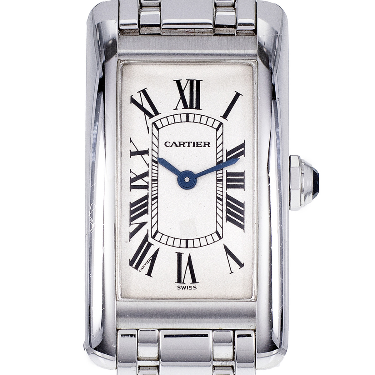 Montre d'occasion CARTIER Tank Américaine femme quartz bracelet or blanc 750/000 - vue D1