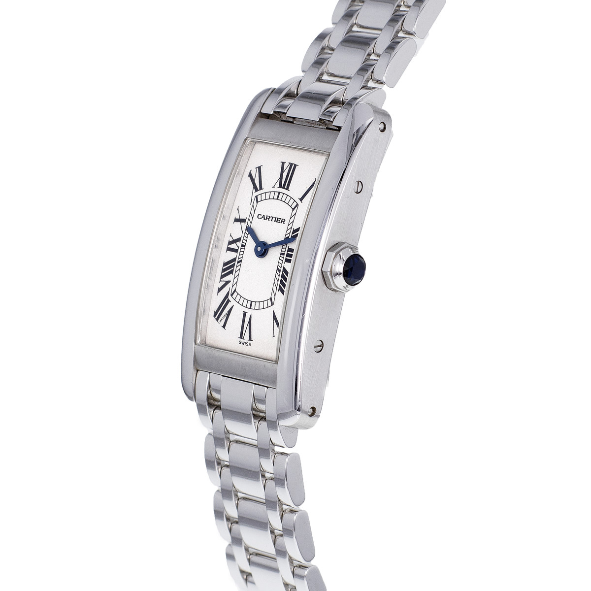 Montre d'occasion CARTIER Tank Américaine femme quartz bracelet or blanc 750/000 - vue D2