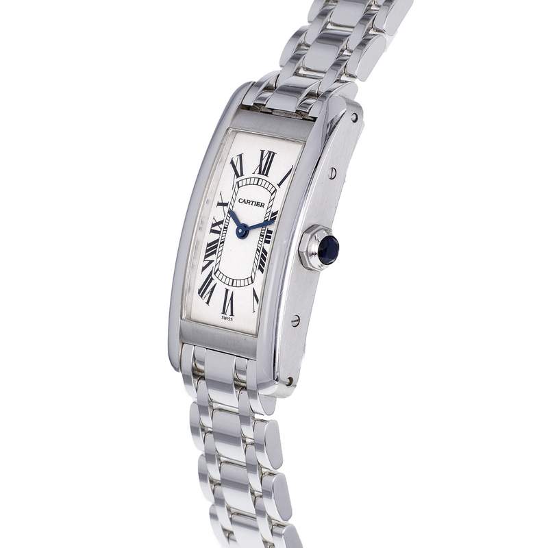Montre d'occasion CARTIER Tank Américaine femme quartz bracelet or blanc 750/000 - vue D2