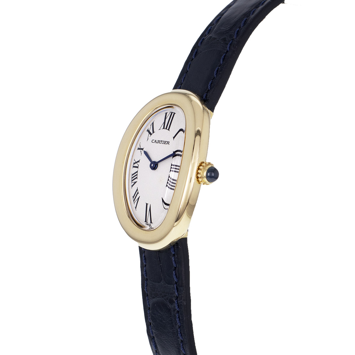 Montre d'occasion CARTIER Baignoire femme quartz bracelet cuir - vue D2