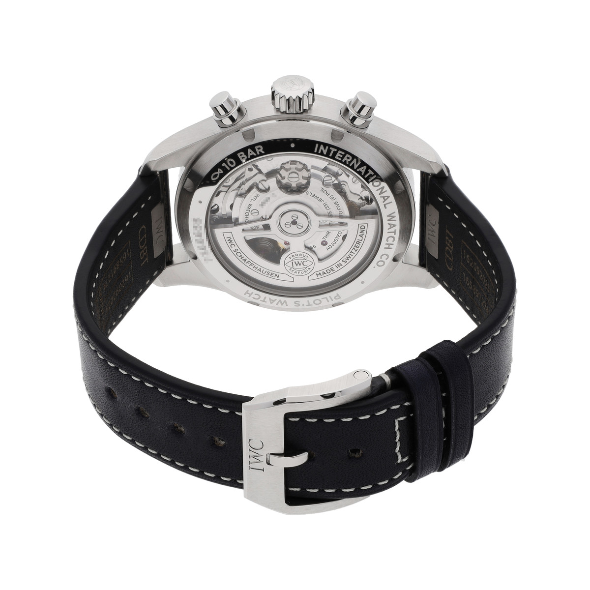Montre d'occasion IWC Pilot Chronograph homme automatique bracelet cuir d'origine - vue 3