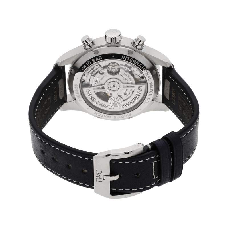 Montre d'occasion IWC Pilot Chronograph homme automatique bracelet cuir d'origine - vue 3