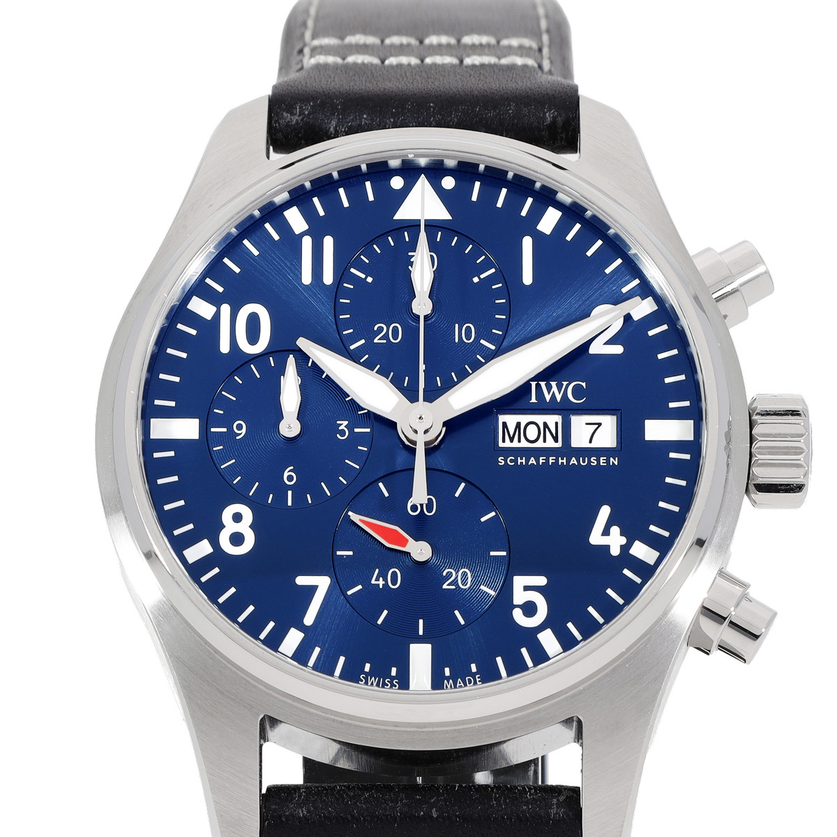 Montre d'occasion IWC Pilot Chronograph homme automatique bracelet cuir d'origine - vue D1