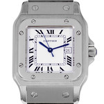 Montre d'occasion CARTIER Santos mixte automatique bracelet acier - vue D1