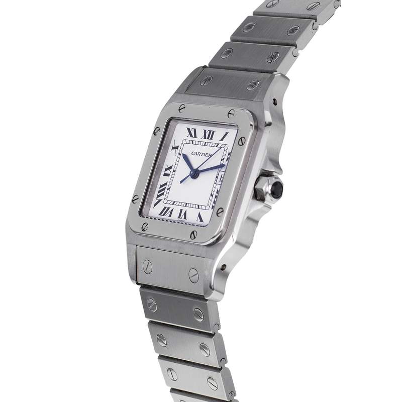 Montre d'occasion CARTIER Santos mixte automatique bracelet acier - vue D2