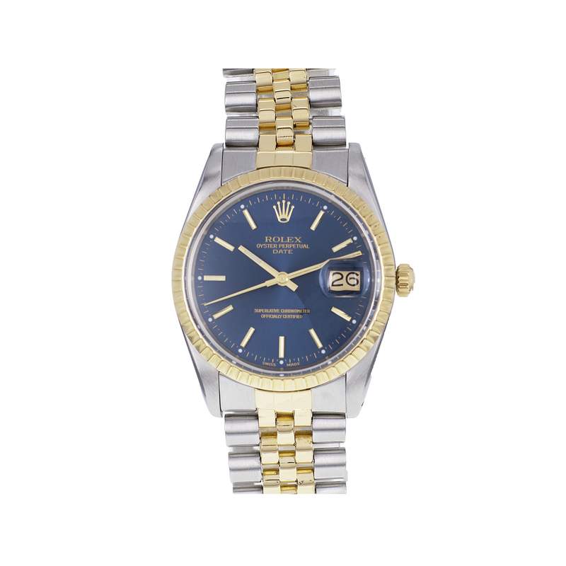 Montre d'occasion ROLEX Oyster Perpetual Date homme mouvement automatique certifié (cosc) bracelet or jaune 750/000 et acier - vue 1