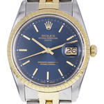 Montre d'occasion ROLEX Oyster Perpetual Date homme mouvement automatique certifié (cosc) bracelet or jaune 750/000 et acier - vue D1