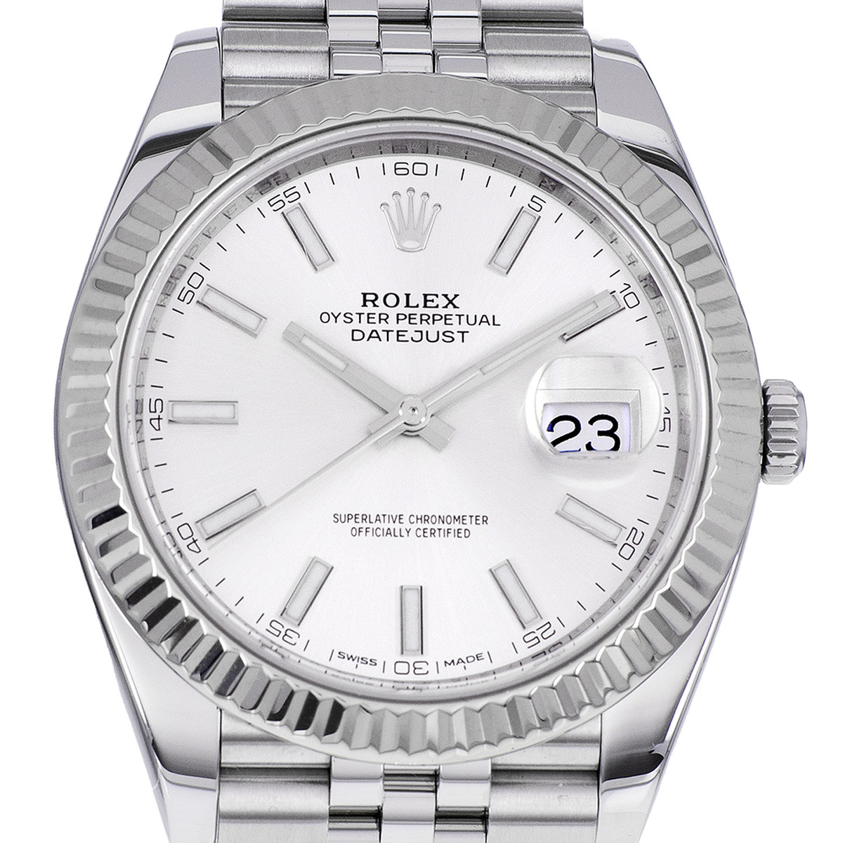 Montre d'occasion ROLEX DateJust 41 homme mouvement automatique certifié (cosc) bracelet acier - vue D1