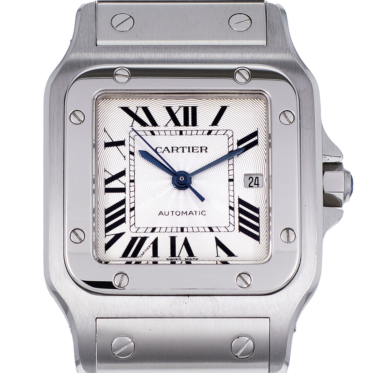 Montre d'occasion CARTIER Santos mixte automatique bracelet acier - vue D1
