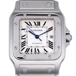 Montre d'occasion CARTIER Santos mixte automatique bracelet acier - vue D1