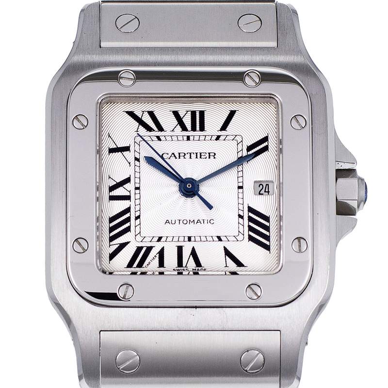Montre d'occasion CARTIER Santos mixte automatique bracelet acier - vue D1