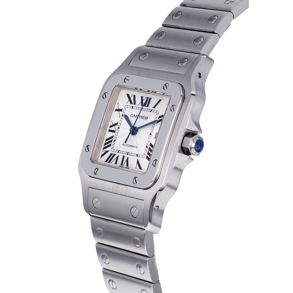 Montre d'occasion CARTIER Santos mixte automatique bracelet acier - vue D2