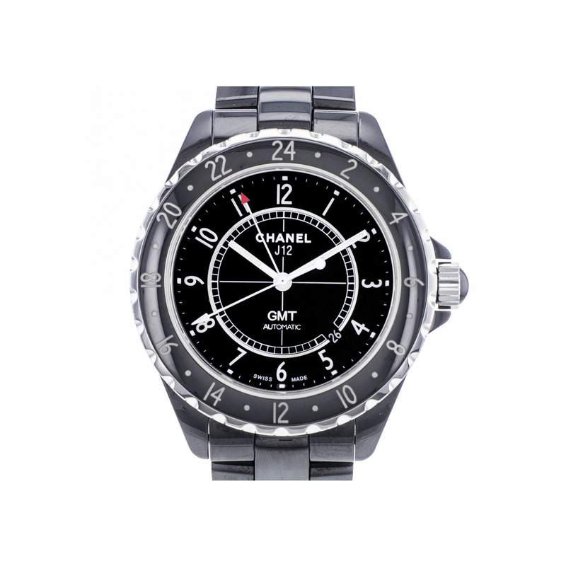 Montre d'occasion CHANEL J12 Noire GMT homme automatique bracelet céramique - vue 1