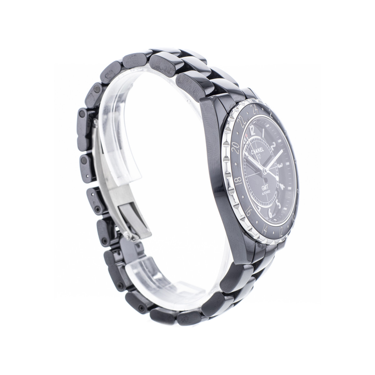 Montre d'occasion CHANEL J12 Noire GMT homme automatique bracelet céramique - vue 2