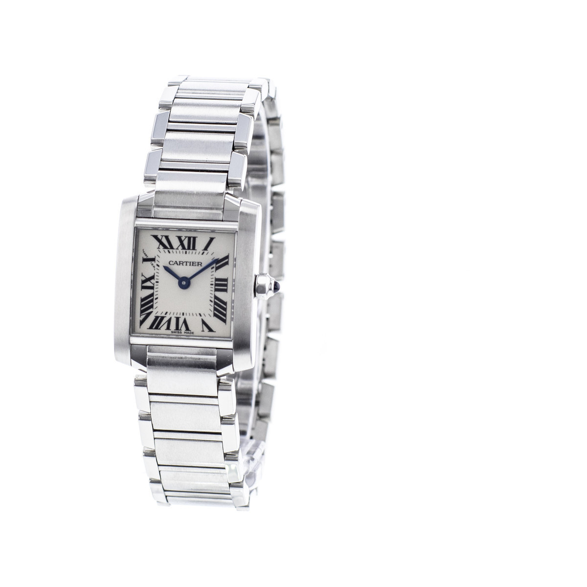 Montre d'occasion CARTIER Tank Française femme quartz bracelet acier - vue 4