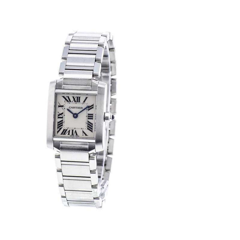 Montre d'occasion CARTIER Tank Française femme quartz bracelet acier - vue 4