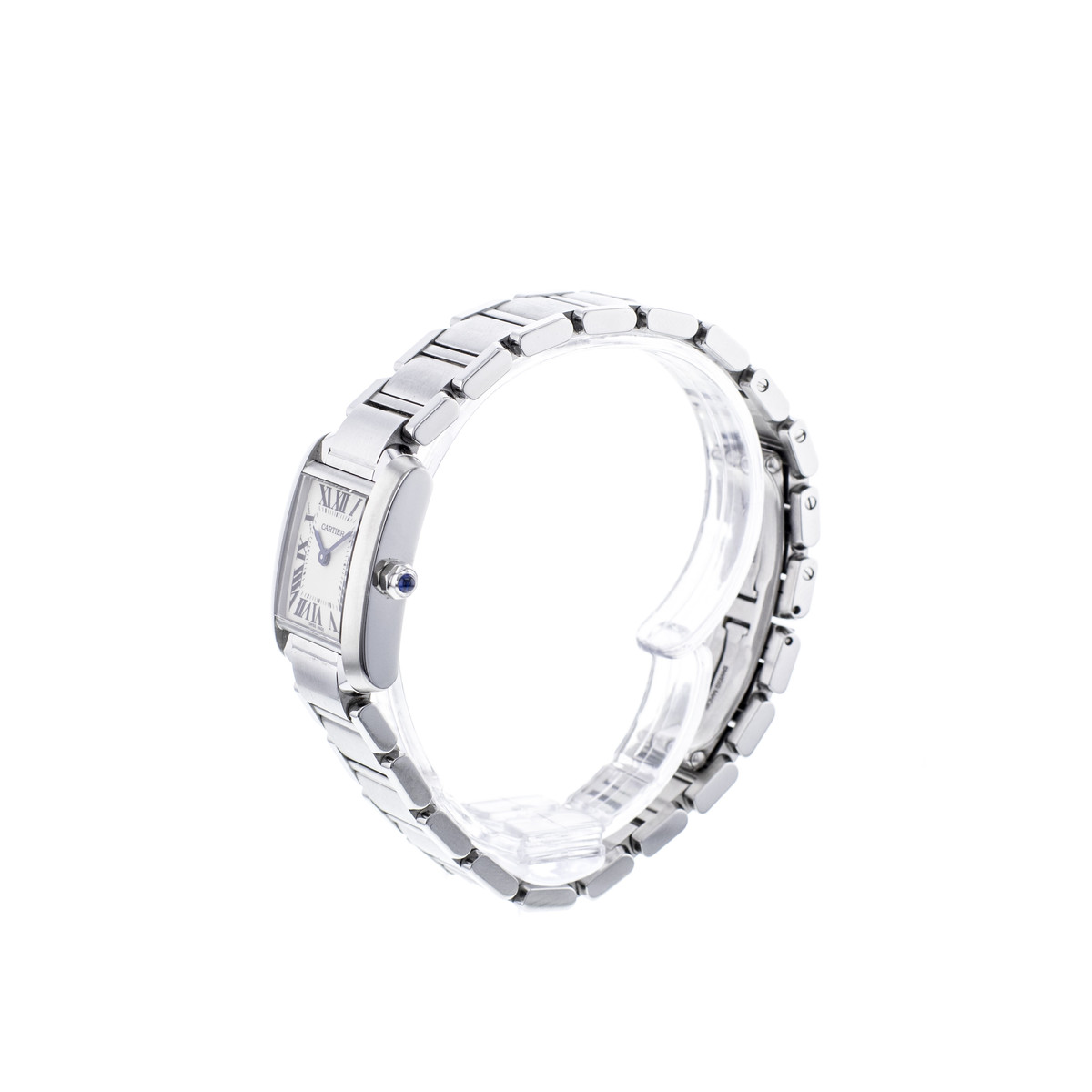 Montre d'occasion CARTIER Tank Française femme quartz bracelet acier - vue D2