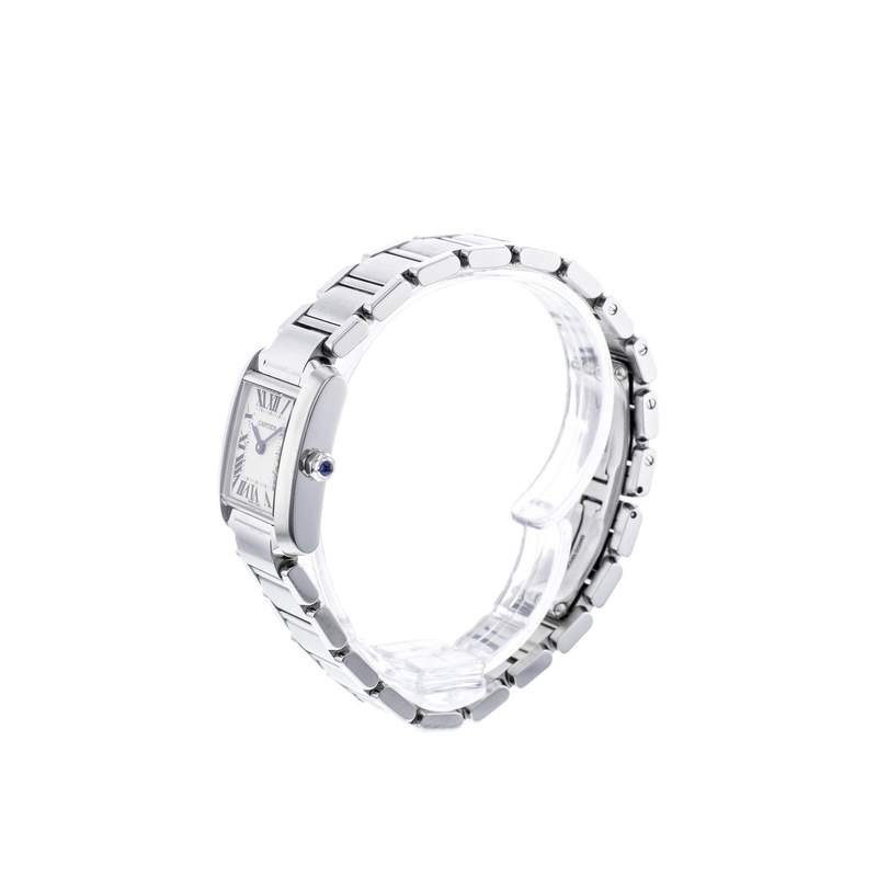 Montre d'occasion CARTIER Tank Française femme quartz bracelet acier - vue D2