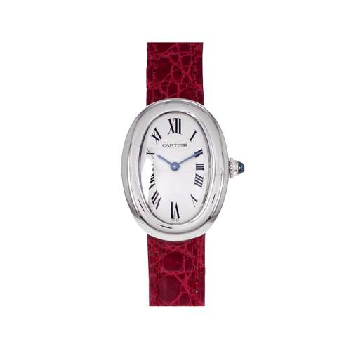 Montre d'occasion CARTIER Baignoire femme quartz bracelet cuir d'origine