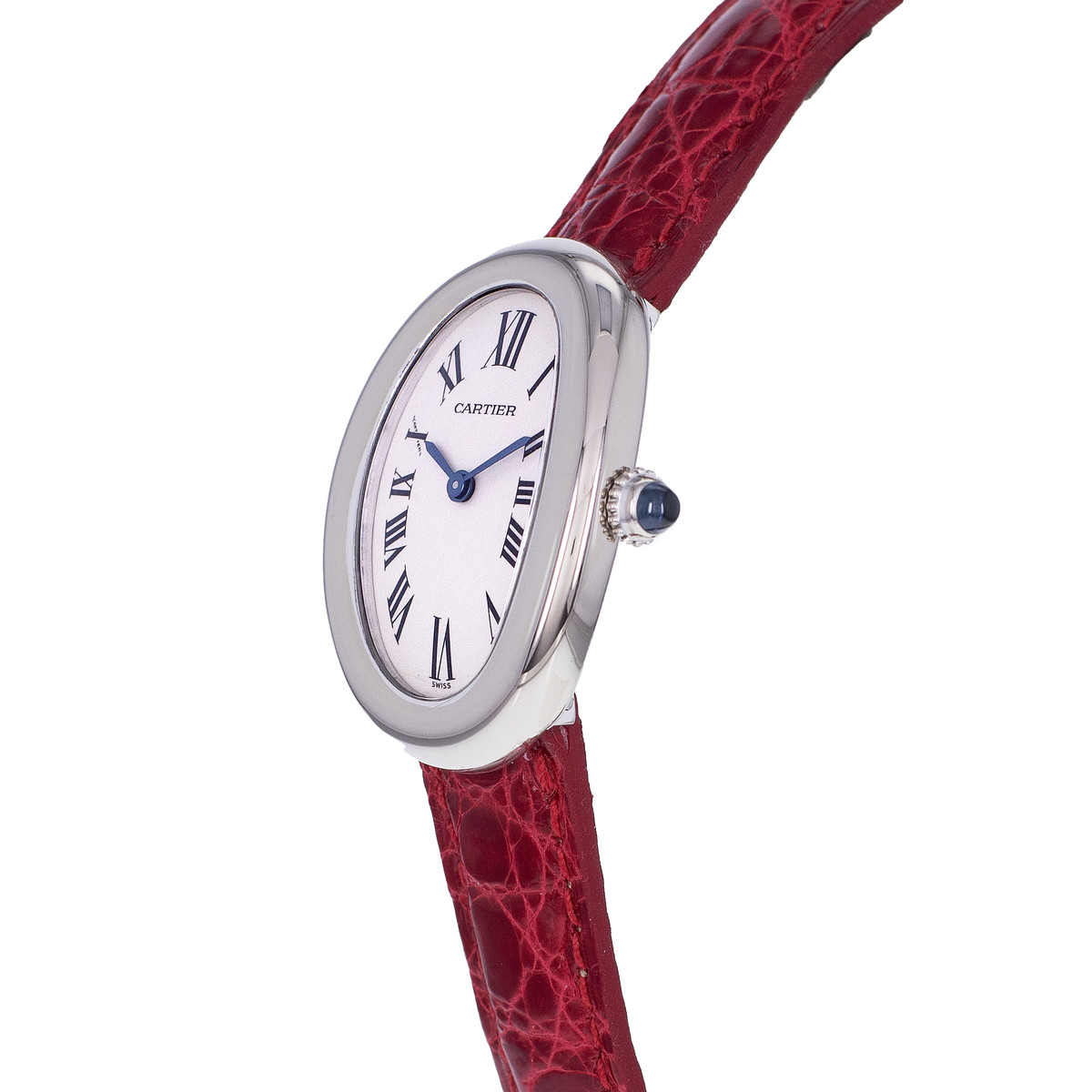 Montre d'occasion CARTIER Baignoire femme quartz bracelet cuir d'origine - vue D2