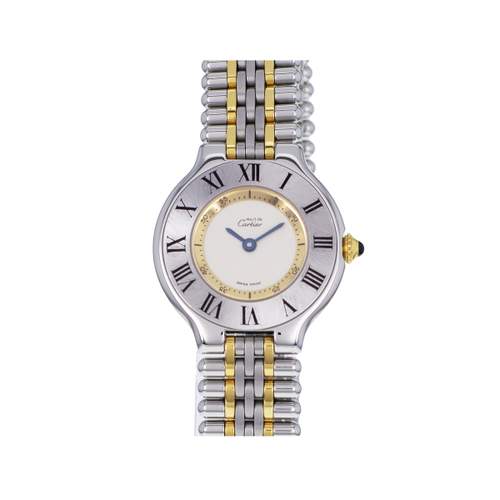 Montre d'occasion CARTIER Must 21 Moyen Modèle femme quartz bracelet acier et plaqué or