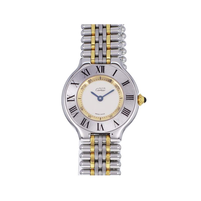 Montre d'occasion CARTIER Must 21 Moyen Modèle femme quartz bracelet acier et plaqué or - vue 1