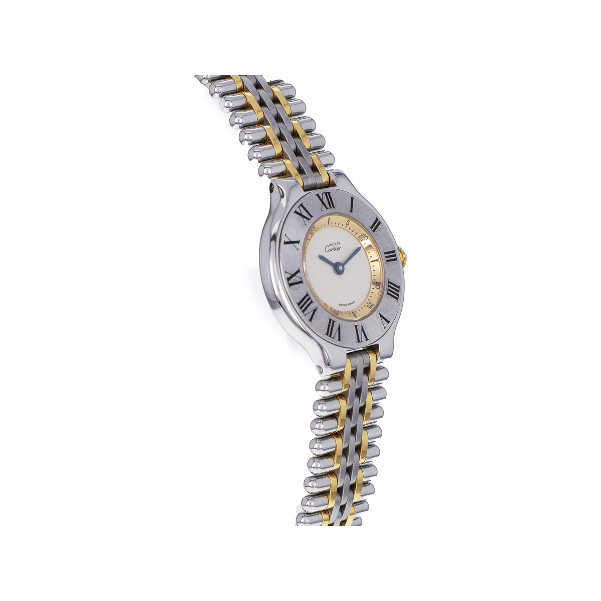 Montre d'occasion CARTIER Must 21 Moyen Modèle femme quartz bracelet acier et plaqué or - vue 2