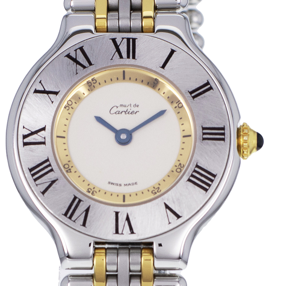 Montre d'occasion CARTIER Must 21 Moyen Modèle femme quartz bracelet acier et plaqué or - vue D1