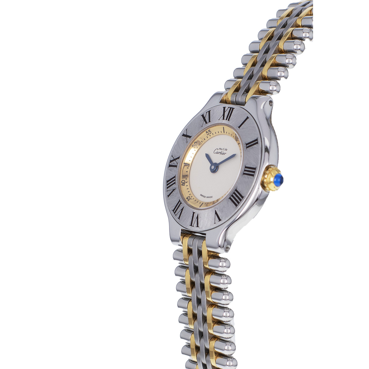 Montre d'occasion CARTIER Must 21 Moyen Modèle femme quartz bracelet acier et plaqué or - vue D2
