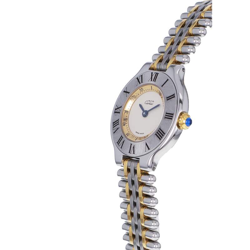 Montre d'occasion CARTIER Must 21 Moyen Modèle femme quartz bracelet acier et plaqué or - vue D2