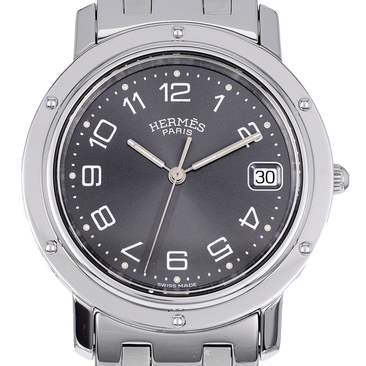 Montre d'occasion HERMES Clipper femme quartz bracelet acier - vue D1