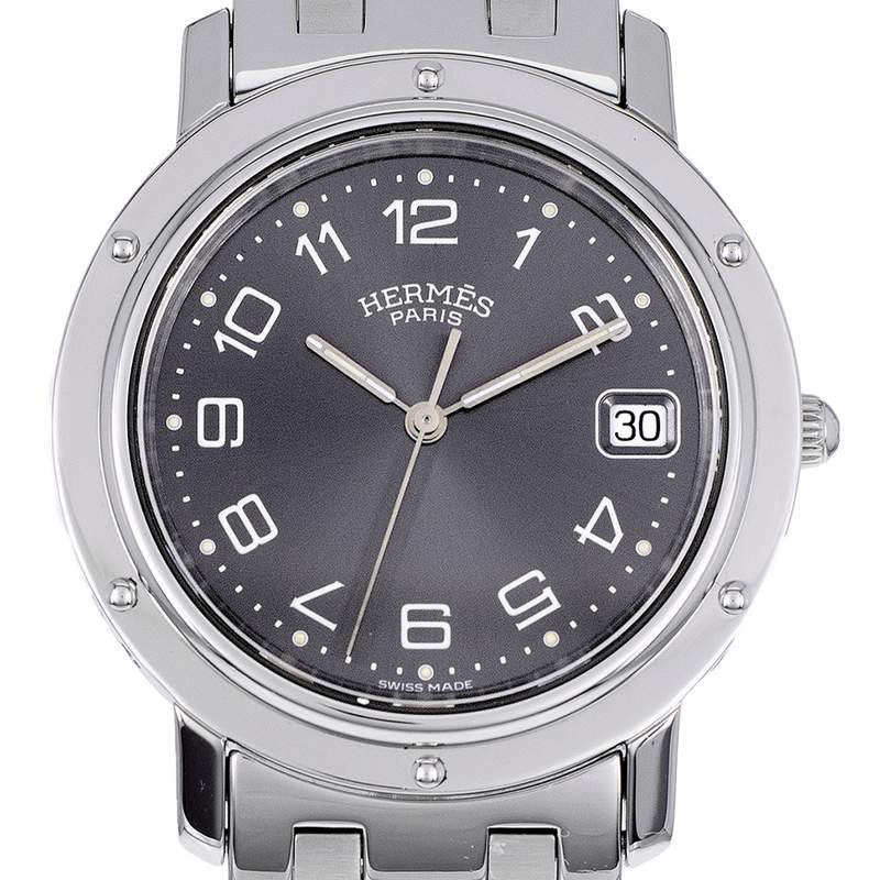 Montre d'occasion HERMES Clipper femme quartz bracelet acier - vue D1