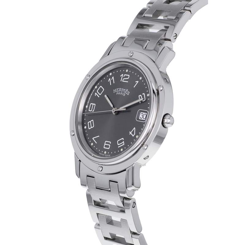 Montre d'occasion HERMES Clipper femme quartz bracelet acier - vue D2