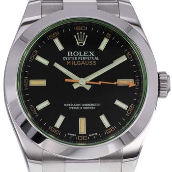 Montre d'occasion ROLEX Milgauss GV homme mouvement automatique certifié (cosc) bracelet acier