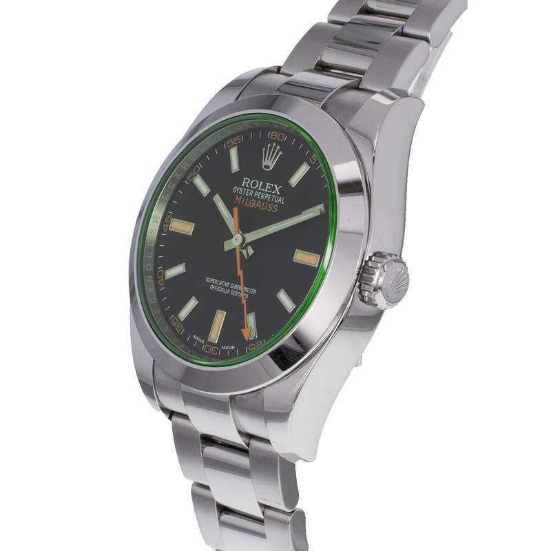 Montre d'occasion ROLEX Milgauss GV homme mouvement automatique certifié (cosc) bracelet acier - vue D2