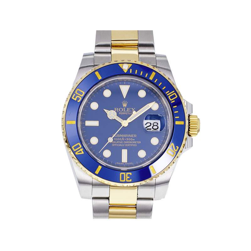 Montre d'occasion ROLEX Submariner Date Céramique homme mouvement automatique certifié (cosc) bracelet or jaune 750/000 et acier - vue 1
