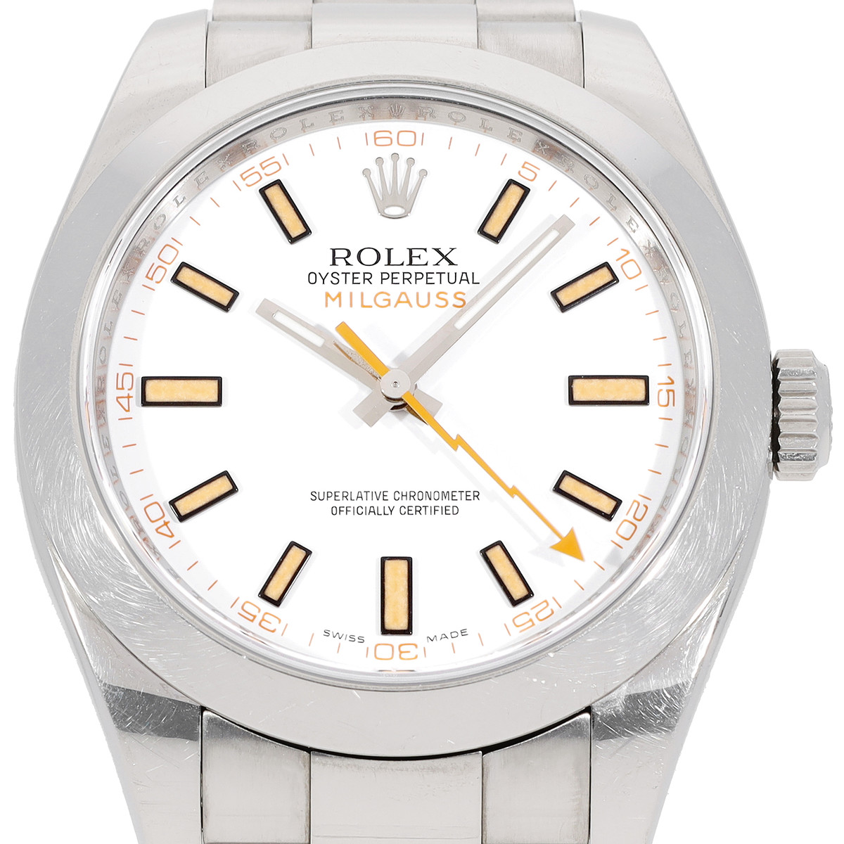 Montre d'occasion ROLEX Milgauss Z-Blue homme mouvement automatique certifié (cosc) bracelet acier - vue D1