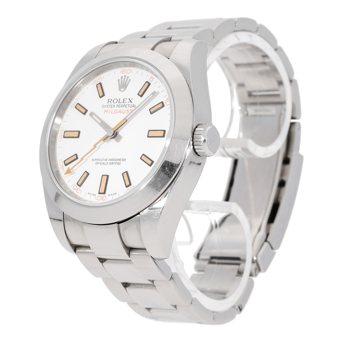Montre d'occasion ROLEX Milgauss Z-Blue homme mouvement automatique certifié (cosc) bracelet acier - vue D2