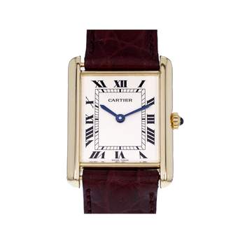 Montre d'occasion CARTIER Tank Louis Cartier mixte quartz bracelet cuir cresus