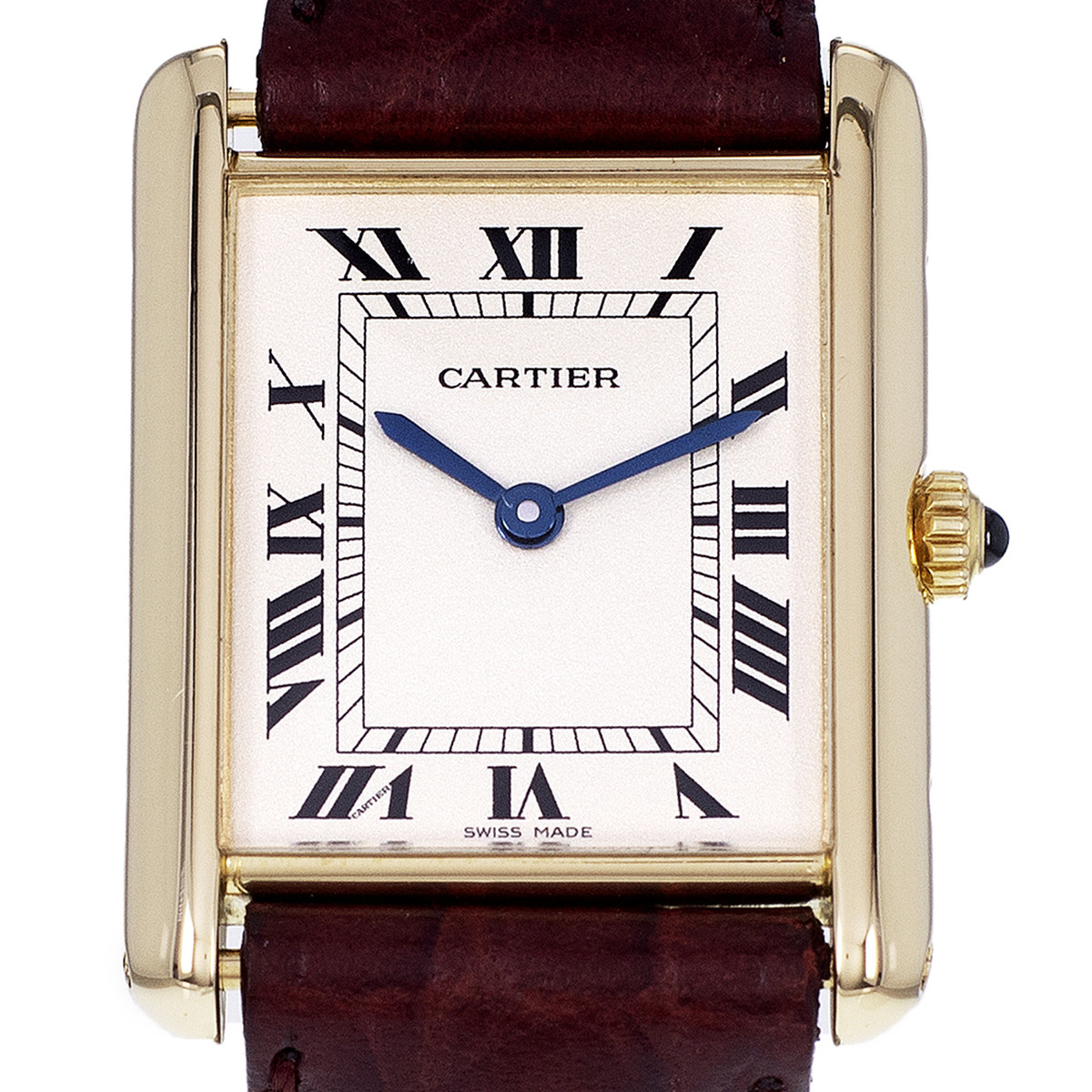 Montre d'occasion CARTIER Tank Louis Cartier mixte quartz bracelet cuir cresus - vue D1
