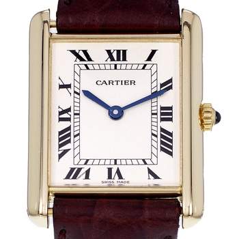 Montre d'occasion CARTIER Tank Louis Cartier mixte quartz bracelet cuir cresus