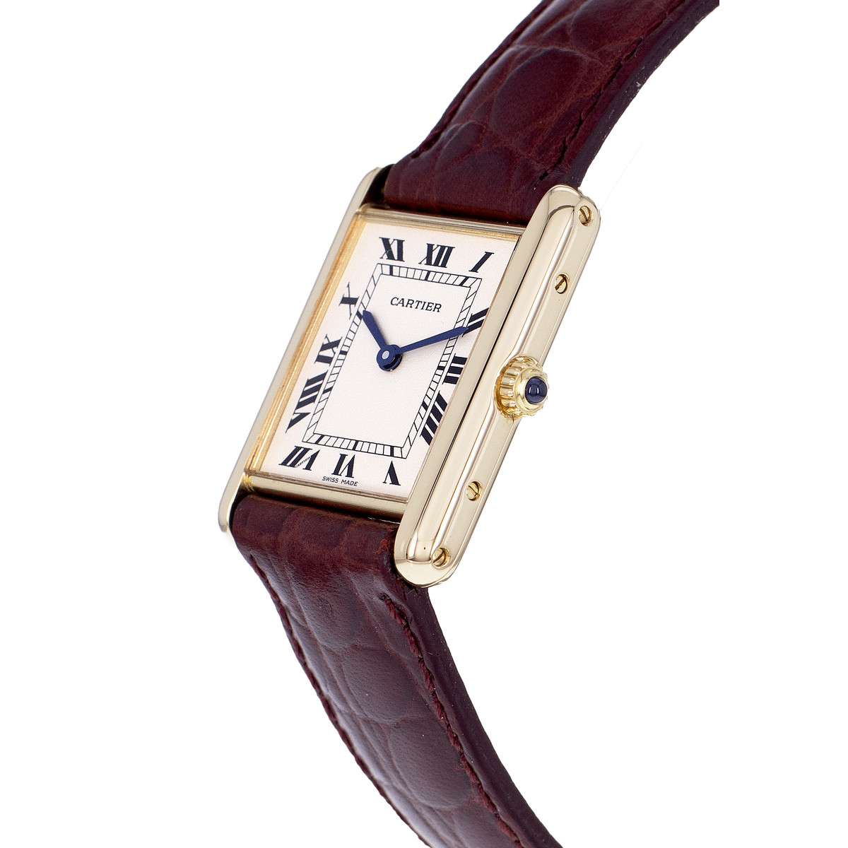 Montre d'occasion CARTIER Tank Louis Cartier mixte quartz bracelet cuir cresus - vue D2