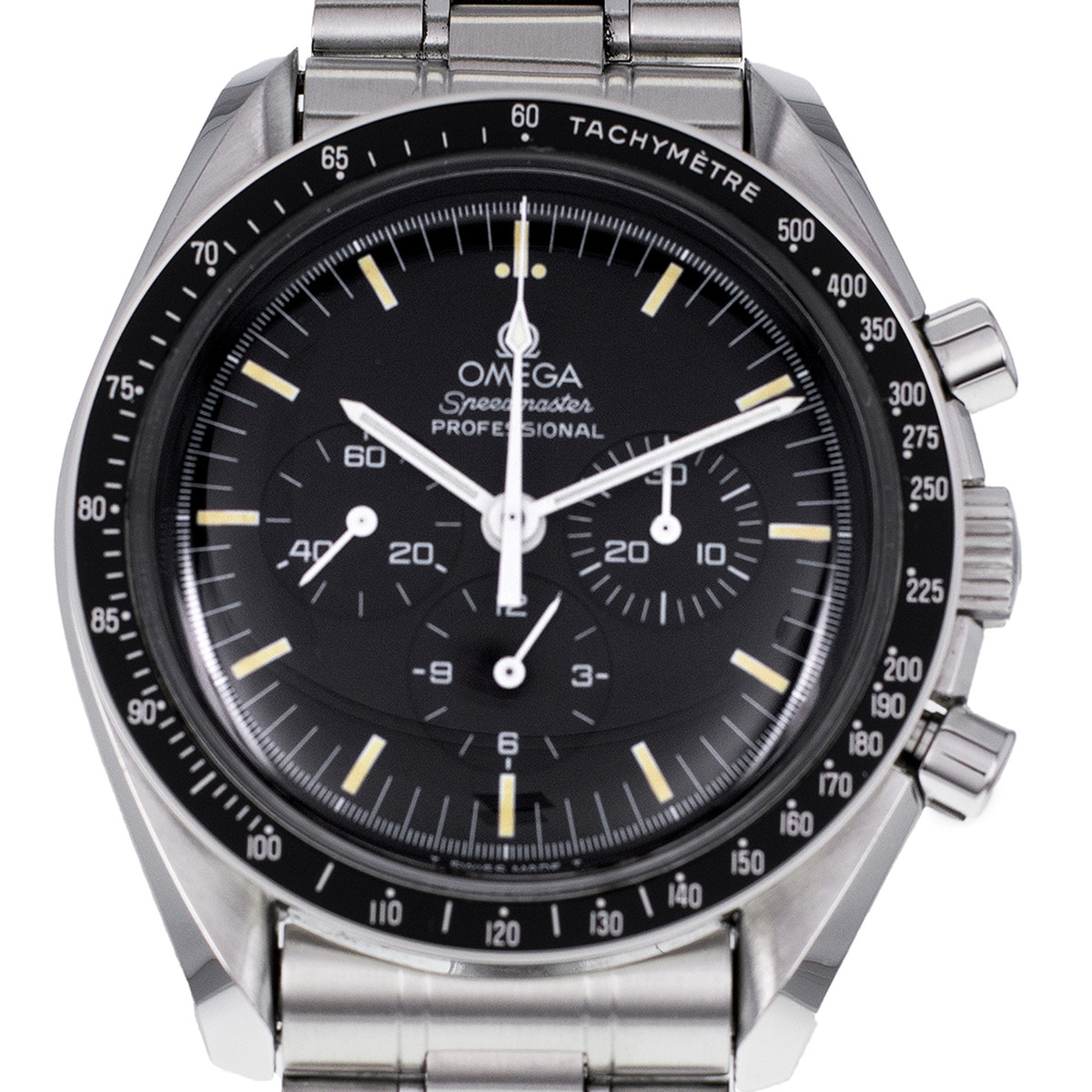 Montre d'occasion OMEGA Speedmaster Moonwatch Vintage homme mécanique bracelet acier - vue D1