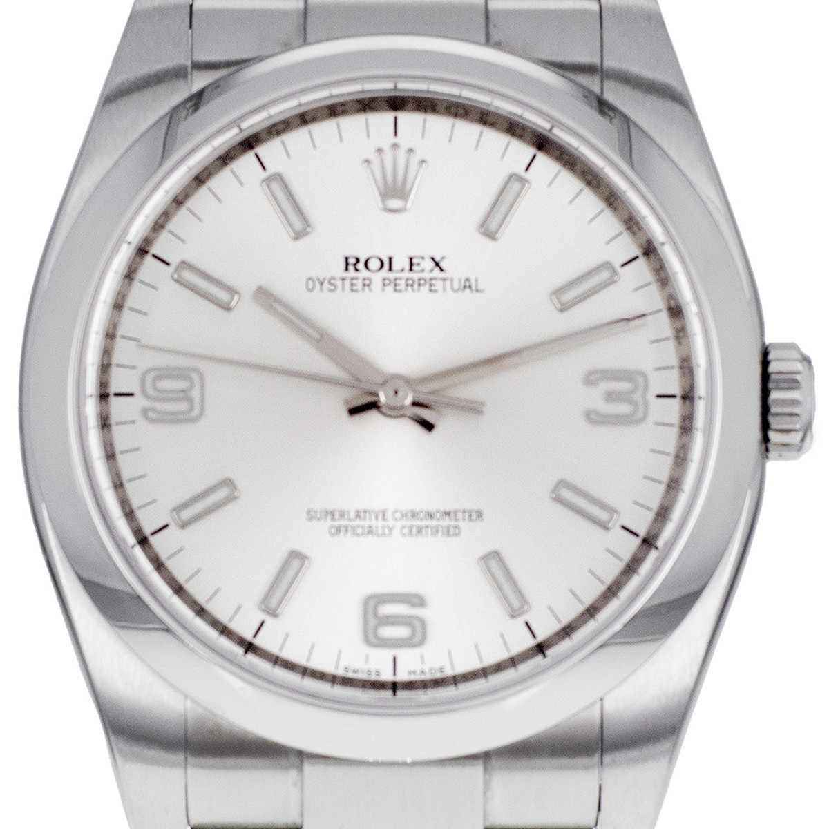 Montre d'occasion ROLEX Oyster Perpetual homme mouvement automatique certifié (cosc) bracelet acier - vue D1
