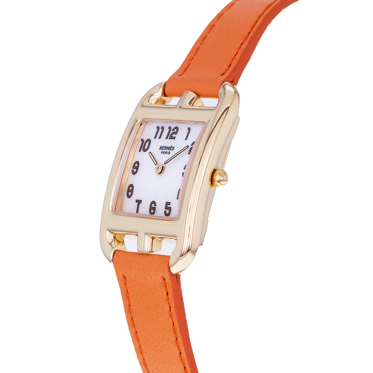 Montre d'occasion HERMES Cape Cod femme quartz bracelet cuir d'origine - vue D2