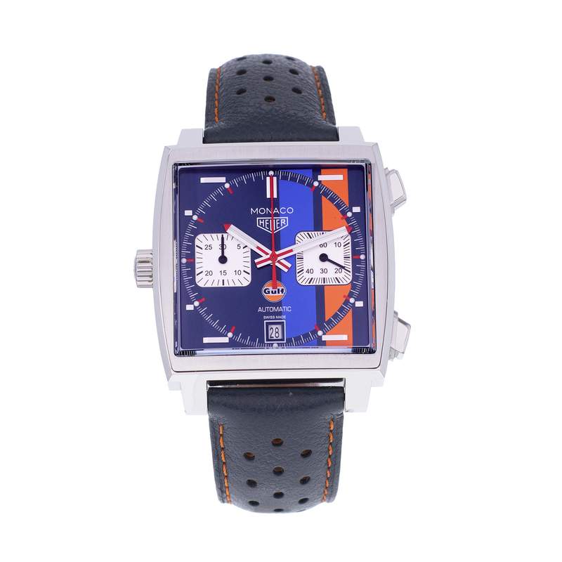 Montre d'occasion TAG HEUER Monaco Gulf homme automatique bracelet cuir d'origine - vue 1
