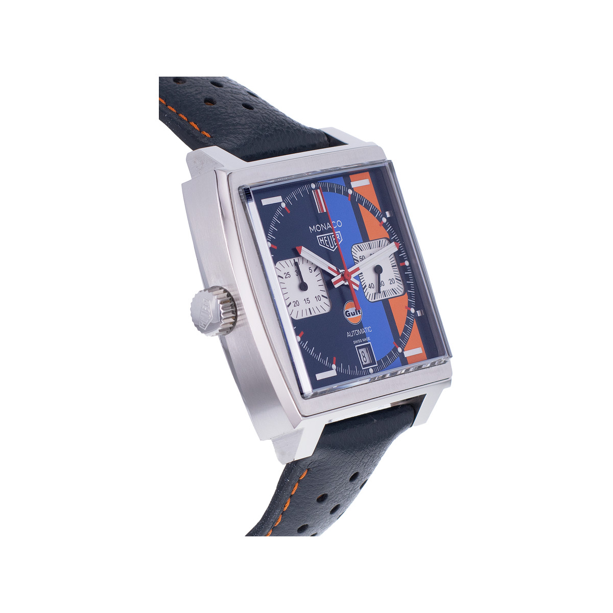 Montre d'occasion TAG HEUER Monaco Gulf homme automatique bracelet cuir d'origine - vue 2