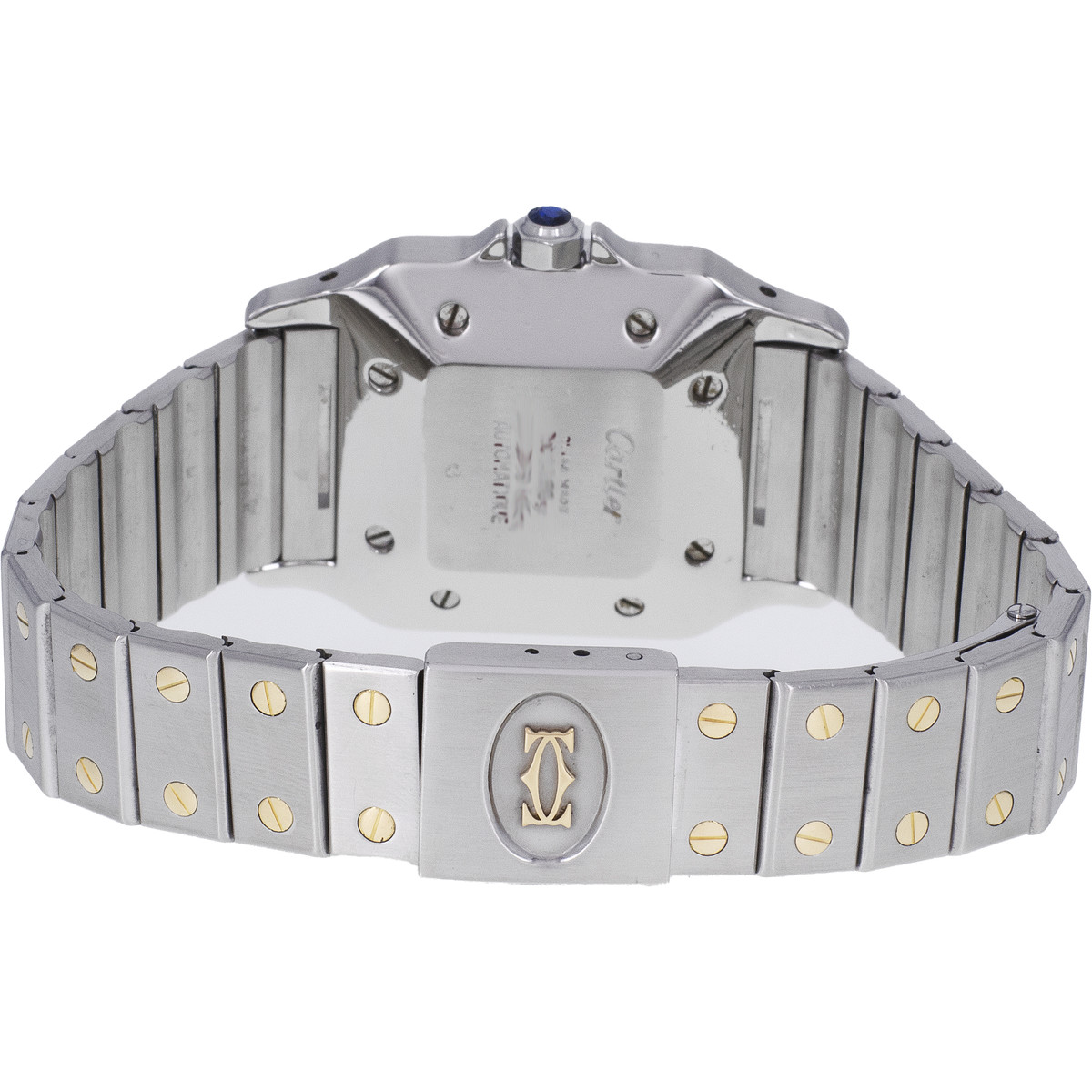 Montre d'occasion CARTIER Santos Carrée homme automatique bracelet or jaune 750/000 et acier - vue 3